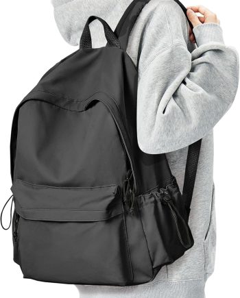 Black Backpack for Women Men, Waterproof High School Bookbag,Lightweight Casual Travel Daypack,Classic Basic College Backpack,Middle School Bag for Teen Girls Boys
