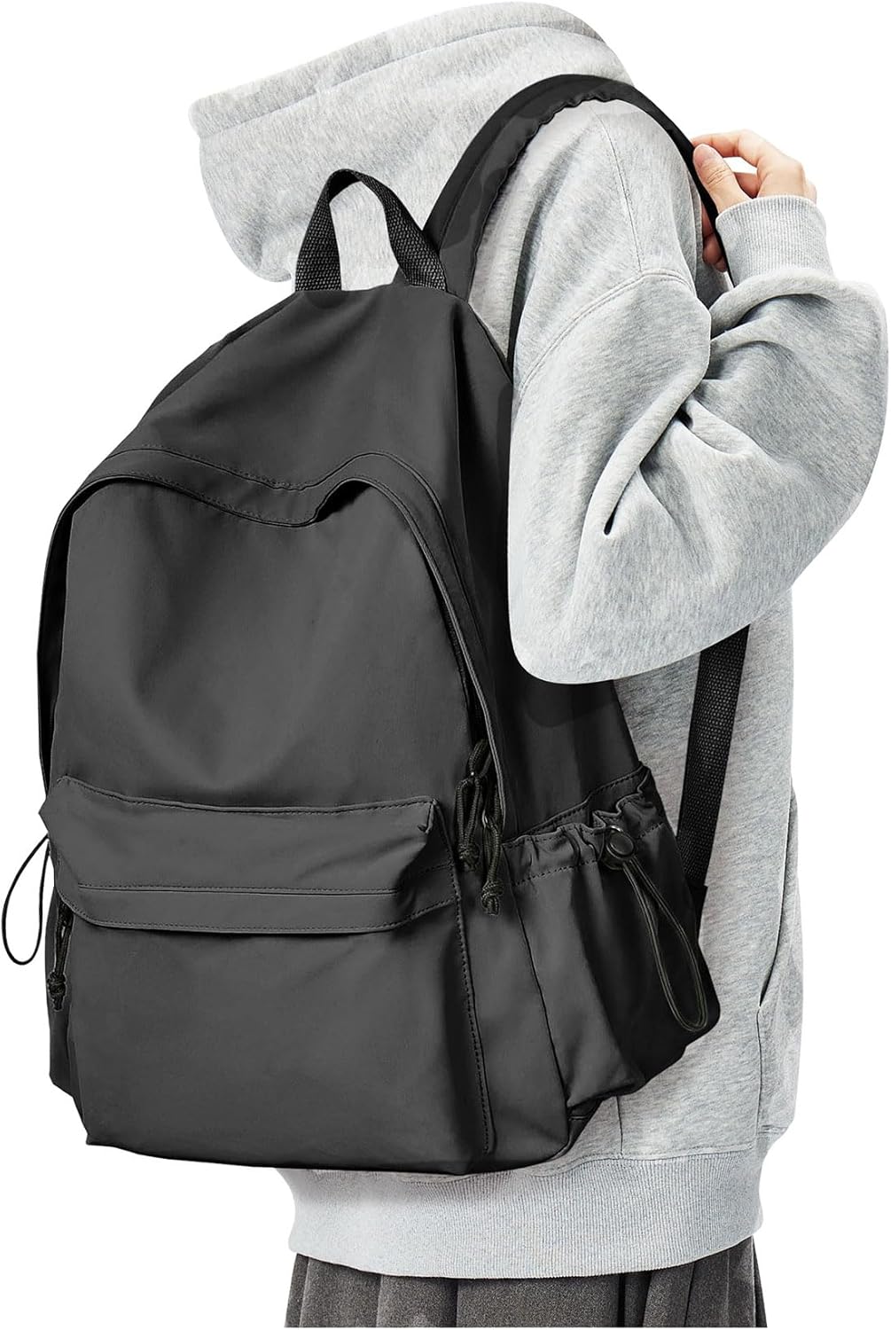 Black Backpack for Women Men, Waterproof High School Bookbag,Lightweight Casual Travel Daypack,Classic Basic College Backpack,Middle School Bag for Teen Girls Boys