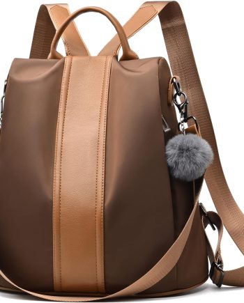 Women Backpack Purse Waterproof Nylon Anti-theft Rucksack Lightweight Shoulder Bag(Brown1)