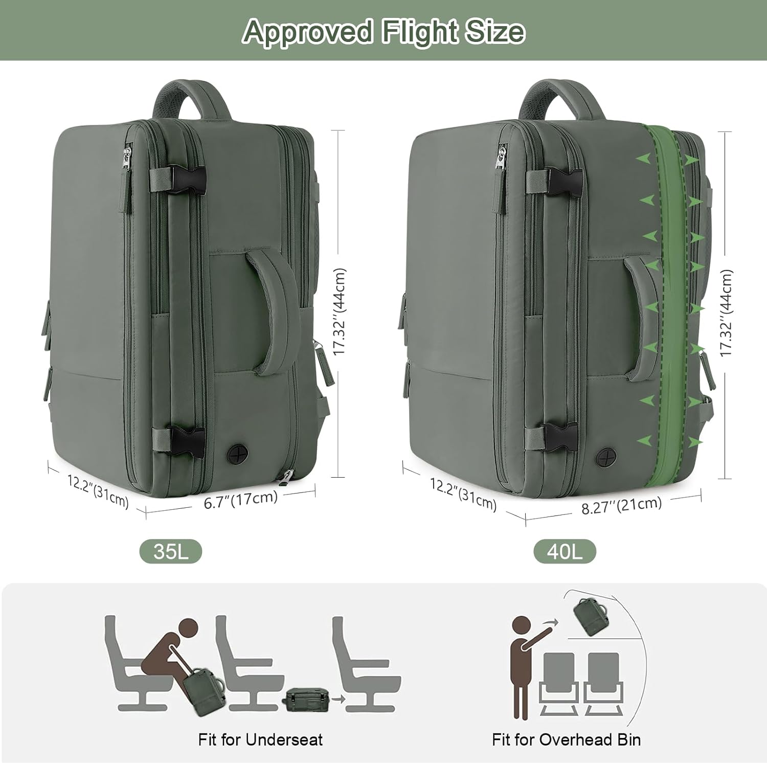 Large Expandable Travel Backpack for Men and Women, 17 Inch Laptop, Waterproof, Casual, College Bookbag, Backpack for Women, as Person Item Flight Approved