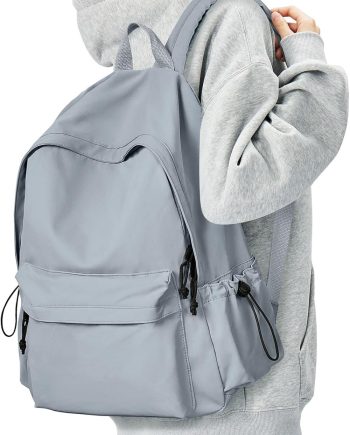 Blue Simple School Backpack for Girls Boys, Waterproof Bookbag for Women Men, College Student School Bag, Lightweight Travel Rucksack Casual Daypack, Laptop Backpacks