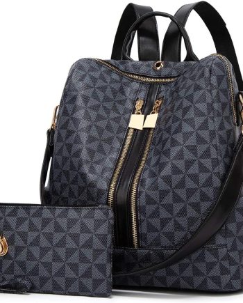 Makes Backpack Purse for Women PU Leather Travel Satchel Handbag Convertible Design Bag with Purse 2 Piece