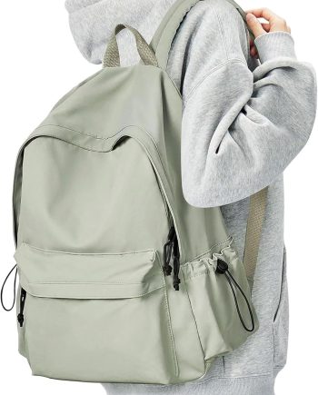 BJLFS Green School Backpack for Girls Water Resistant High School Book Bag Simple Backpack for Teens Boys Girls, Lightweight Simple Middle School Back Pack Daypack