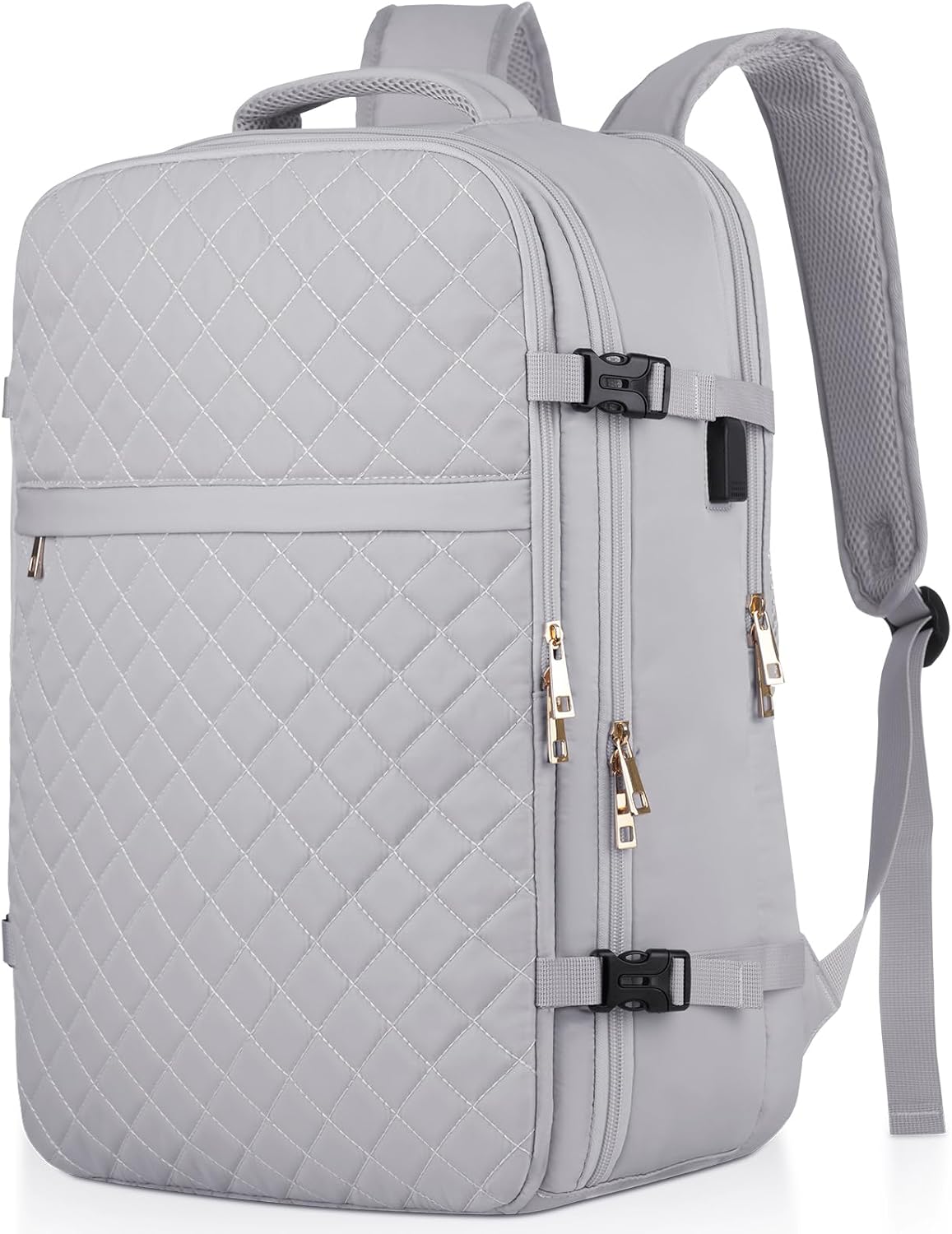 Large Travel Backpack Women, Flight Approved Carry On Backpack, Water Resistant Anti-Theft Large Casual Daypack Fit 17 Inch Laptop with USB Charging Port, Grey