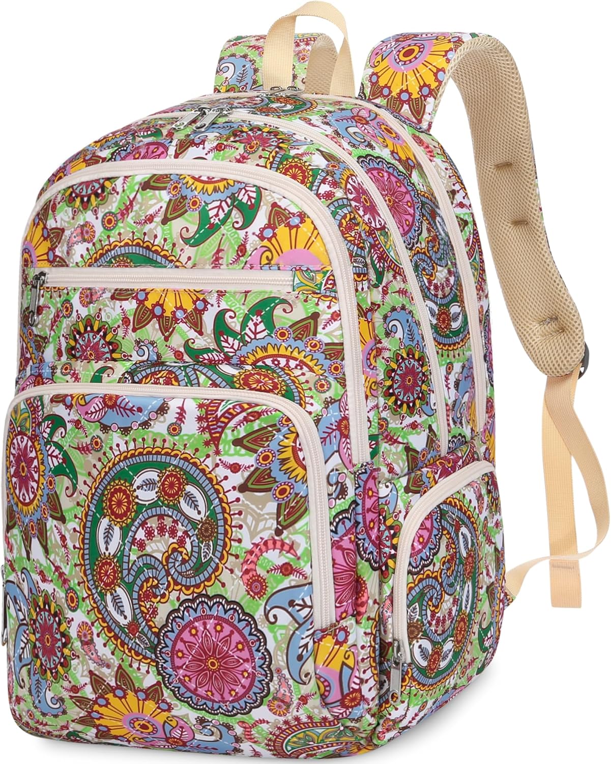 Travel Backpack for Women Large Overnight Lightweight Casual Daypack College Campus Backpacks Fits 15.6 inch Laptop XL Carry On Back Pack Airline Approved Paisley Print
