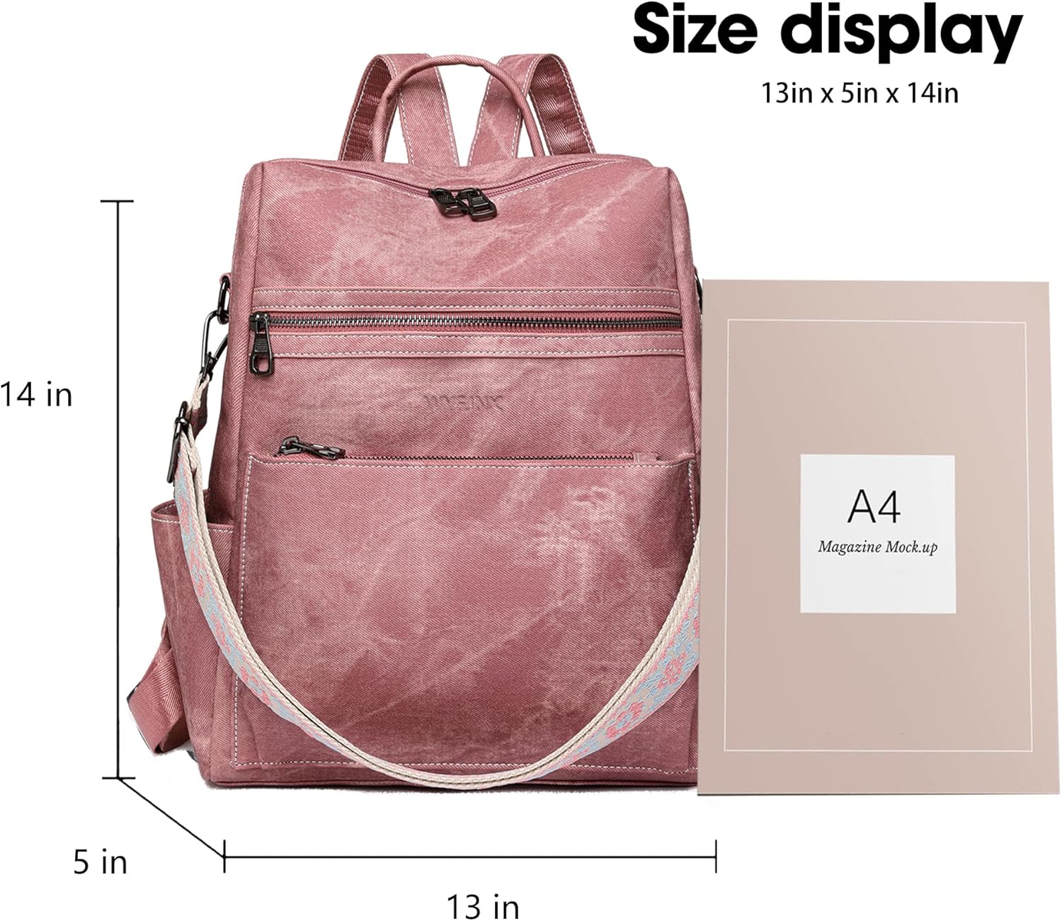 Backpack Purse for Women Leather Handbag Ladies Fashion Shoulder Bag Designer Convertible Travel Backpack Pink