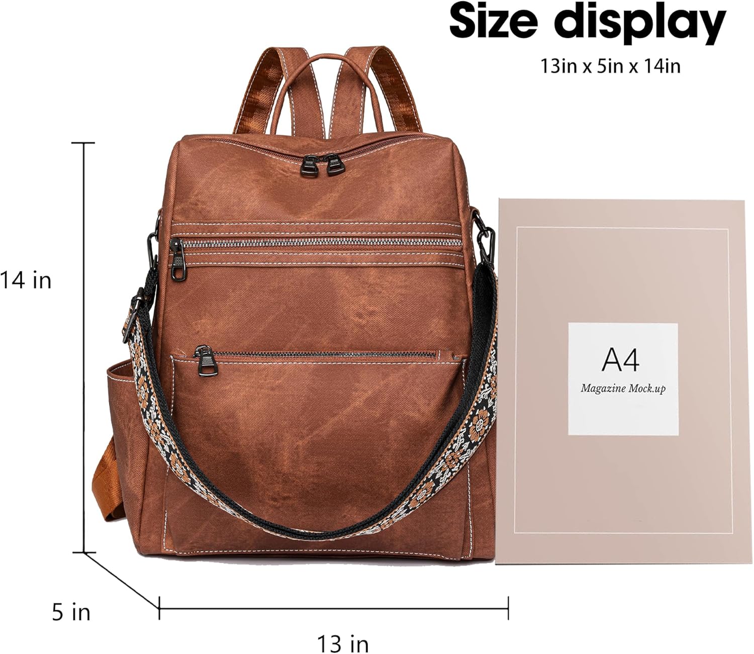 Backpack Purse for Women Leather Handbag Ladies Fashion Shoulder Bag Designer Convertible Travel Backpack Brown