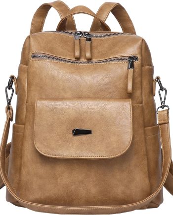 PU Leather Backpack Purse for Women Fashion Multipurpose Design Handbag Ladies Shoulder Bags Travel Backpack Camel
