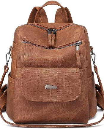 PU Leather Backpack Purse for Women Fashion Multipurpose Design Handbag Ladies Shoulder Bags Travel Backpack Brown