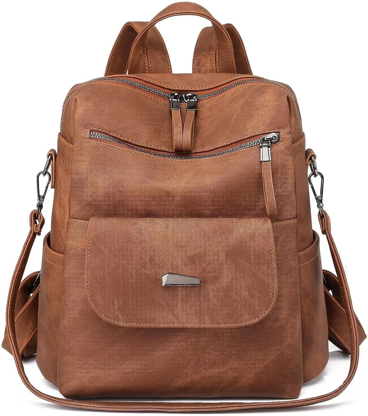 PU Leather Backpack Purse for Women Fashion Multipurpose Design Handbag Ladies Shoulder Bags Travel Backpack Brown