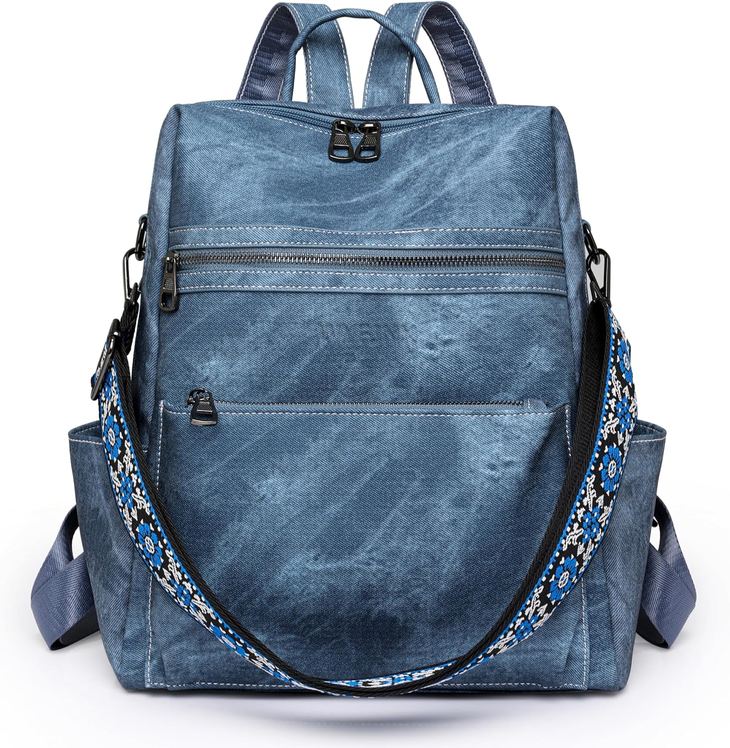 Backpack Purse for Women Leather Handbag Ladies Fashion Shoulder Bag Designer Convertible Travel Backpack Blue