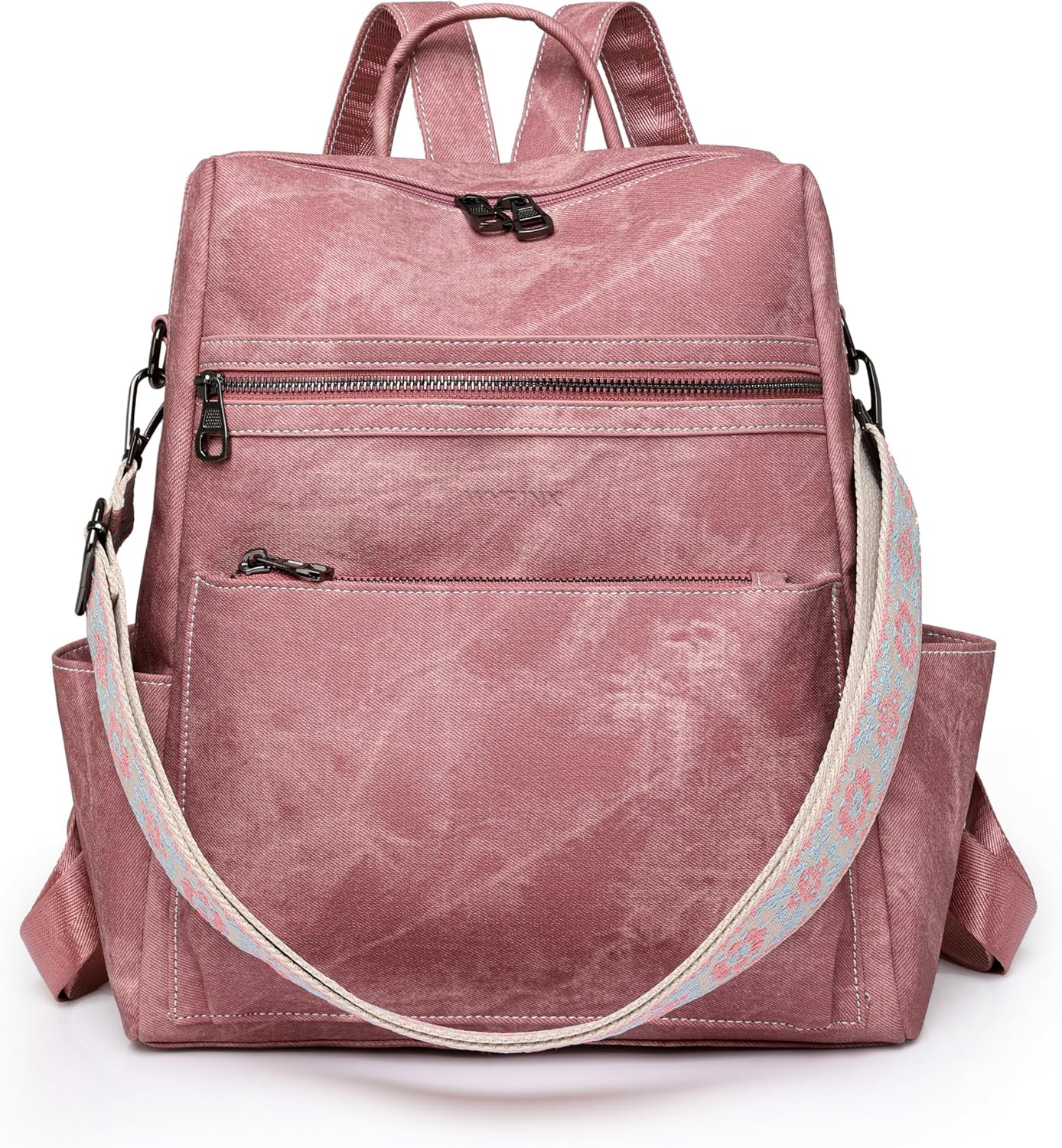 Backpack Purse for Women Leather Handbag Ladies Fashion Shoulder Bag Designer Convertible Travel Backpack Pink