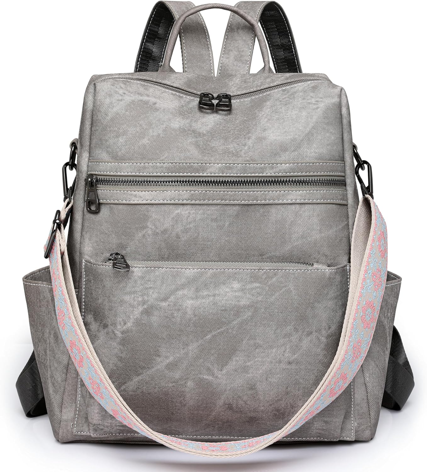 Backpack Purse for Women Leather Handbag Ladies Fashion Shoulder Bag Designer Convertible Travel Backpack Grey
