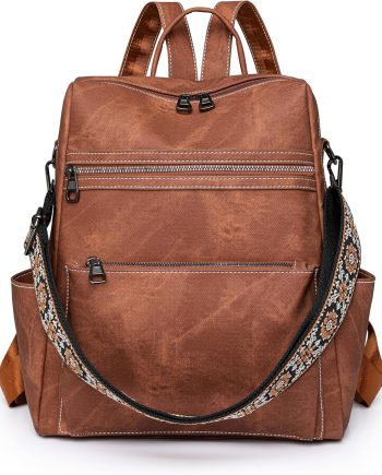 Backpack Purse for Women Leather Handbag Ladies Fashion Shoulder Bag Designer Convertible Travel Backpack Brown